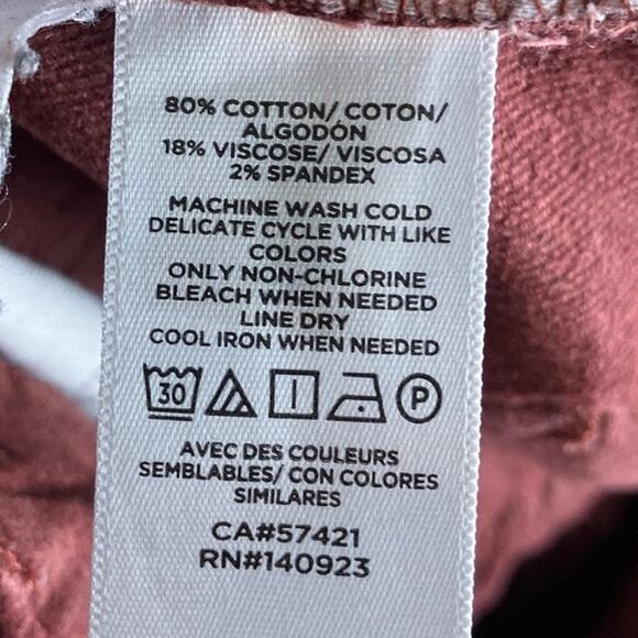 LOFT Womens Pants Maroon Velvet High Rise Slim Straight Stretch 6/28 - Picture 6 of 12